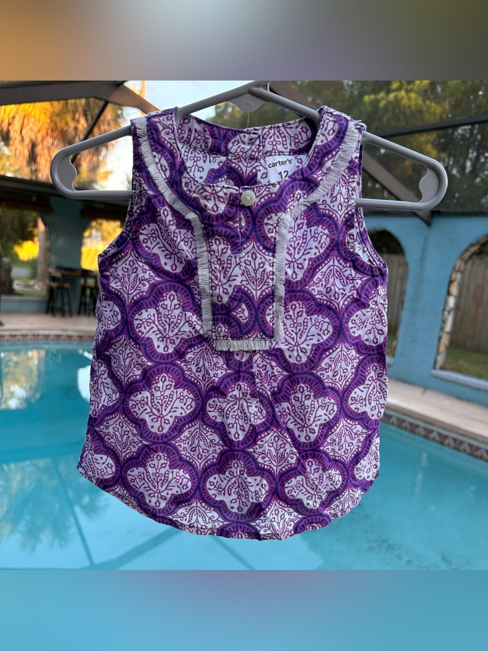 Carter's Purple & White Printed Sleeveless Camisole